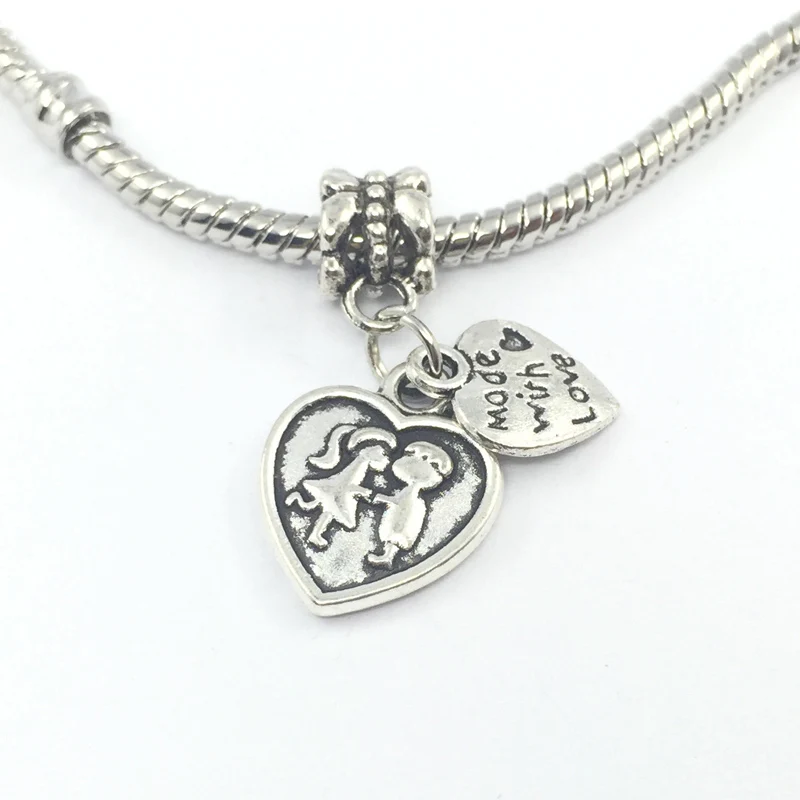 Детский поцелуй с любовным сердцем подвеска европейскими бусинами подходит для