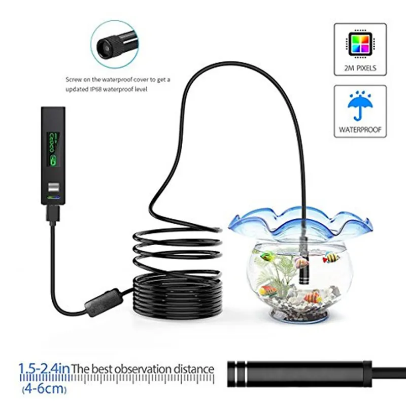 HD 1200P Wifi USB бороскоп IP68 Водонепроницаемая Инспекционная камера с полужестким гибким кабелем для смартфона беспроводной Эндоскоп