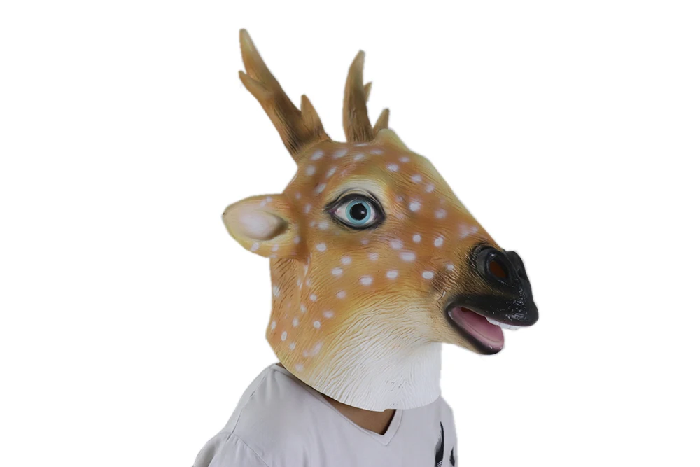 Spotted sika deer 1 шт. маска для Хэллоуина, костюм для вечеринки, товары для косплея, динозавр, утка, попугай, маскарадная латексная маска, забавные игрушки - Цвет: Spotted sika deer