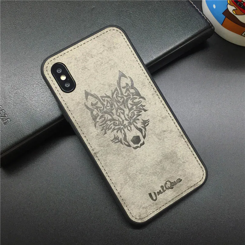 Серый Роскошный тканевый чехол для телефона s, для iphone 7 Plus, 8, 6, 6S Plus, Marvel, Мстители, чехол, супергерой, голова волка, чехол для iphone X, XS, Max, XR - Цвет: Серый