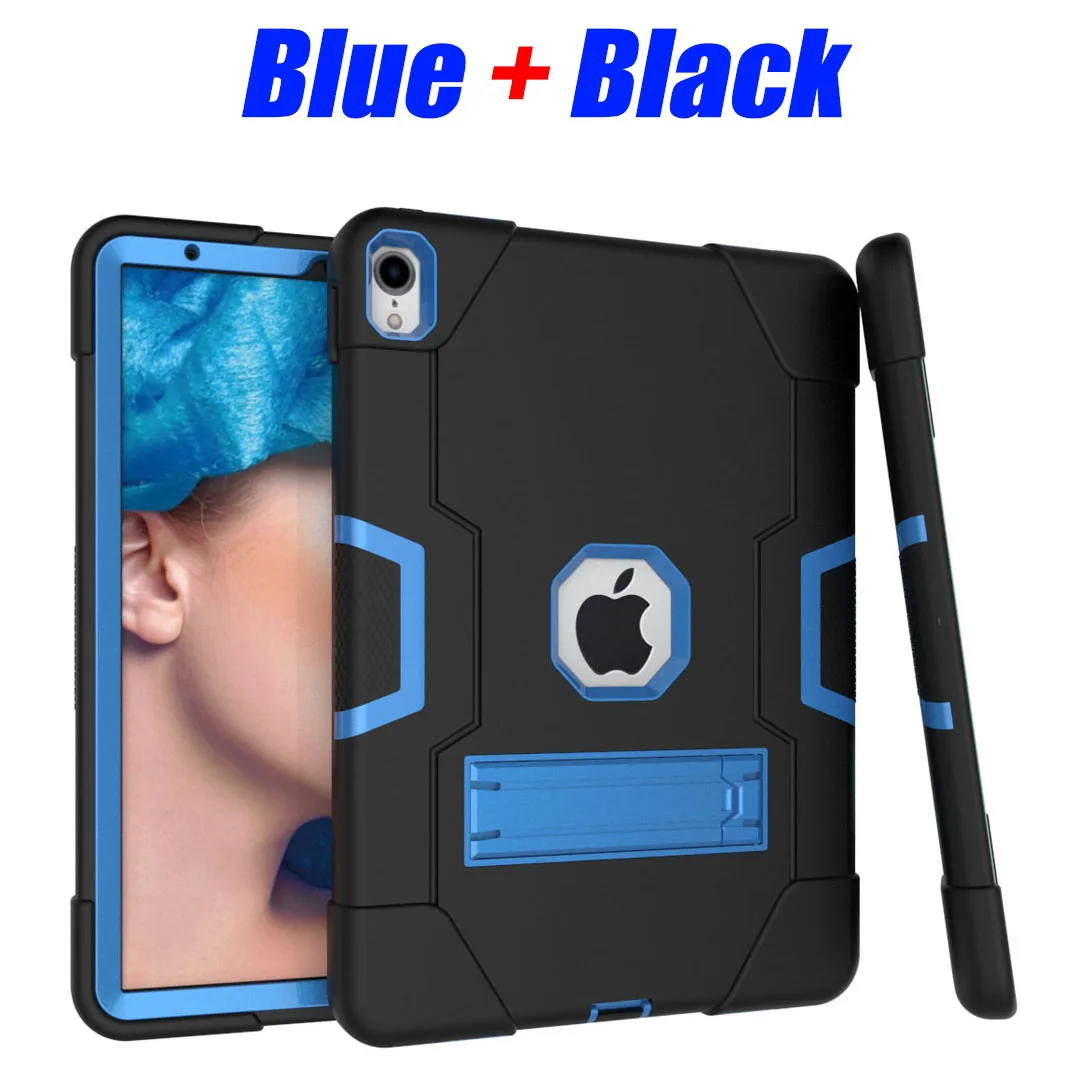 Blue Black Сверхпрочный Силиконовый ТПУ+ ПК Жесткий гибкий защитный чехол-подставка для ipad Air 3 ipad Pro 10,5 дюймов ударопрочный ID702 - Цвет: Blue Black