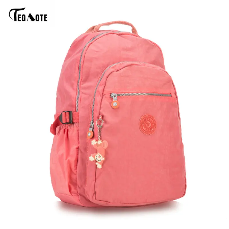TEGAOTE Большой Вместительный рюкзак для девочек-подростков Mochila женские рюкзаки школьные нейлоновые водонепроницаемые сумки для мужчин и женщин - Цвет: Watermelon red