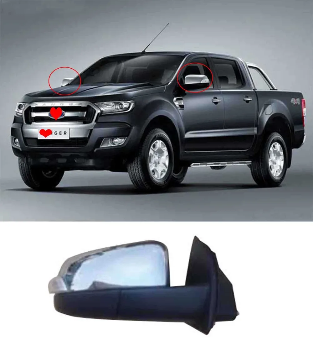 Хромированное автомобильное боковое зеркало со светодиодной сборкой для Ford Ranger