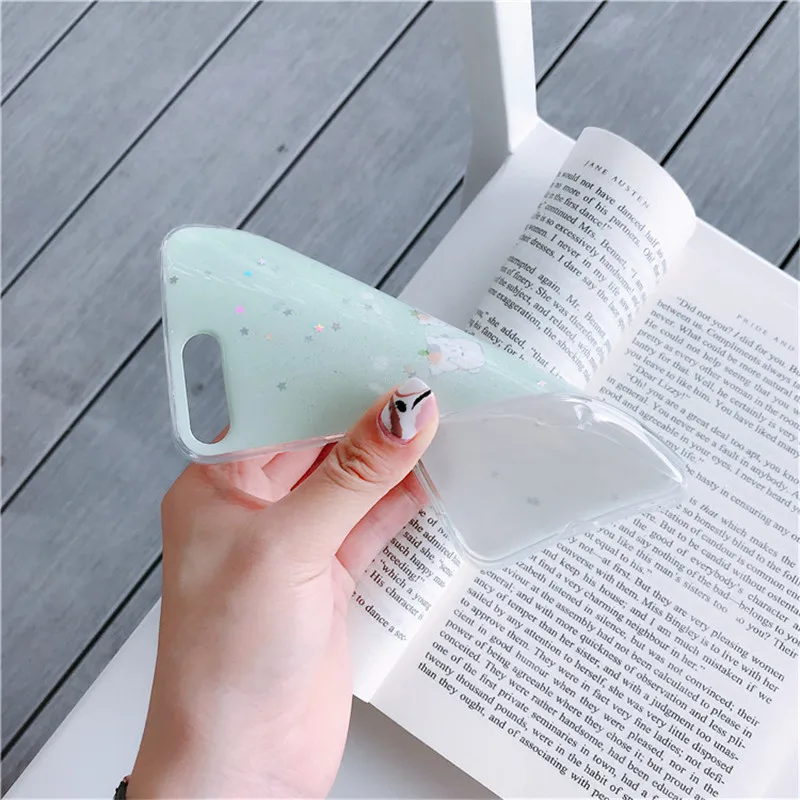 ROHDEA Sweet Star Shiny Phone Case for iphoneXS max XR Cute Cat Soft Cover iphone6 7 8 plus Butterfly Clear Edge TPU |
