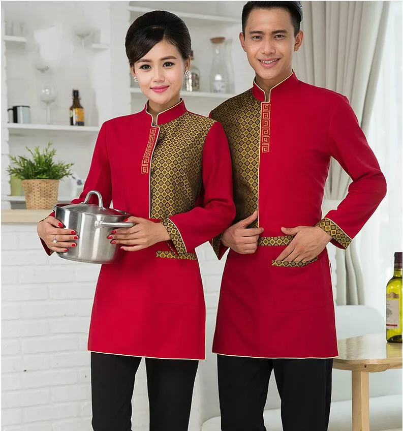 Униформа официантки для ресторана Осень-зима рабочая одежда с длинным рукавом