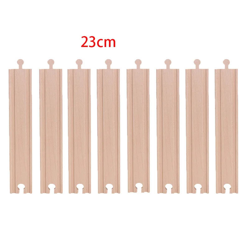23cm straight trac Друзья 8 шт./лот 16,8 см деревянный поезд треки изогнутые треки Набор Обучающие блоки игрушки железнодорожные аксессуары bloques de - Цвет: 23cm straight trac