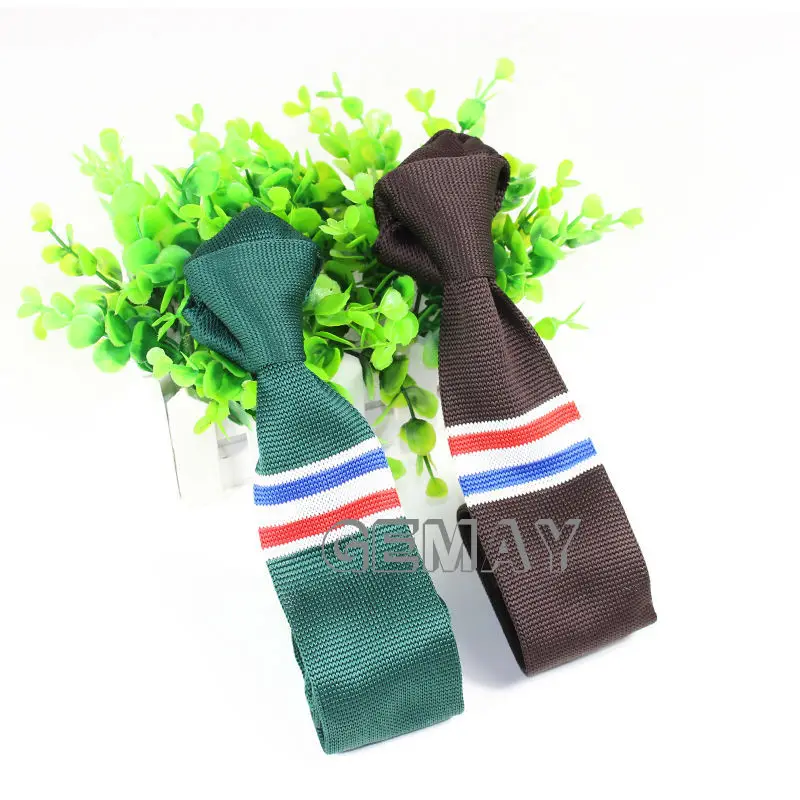 

Knitting casual striped Neckties for men Fashion Casual polyester Mans tie New Brand Male woven Necktie Wholesale