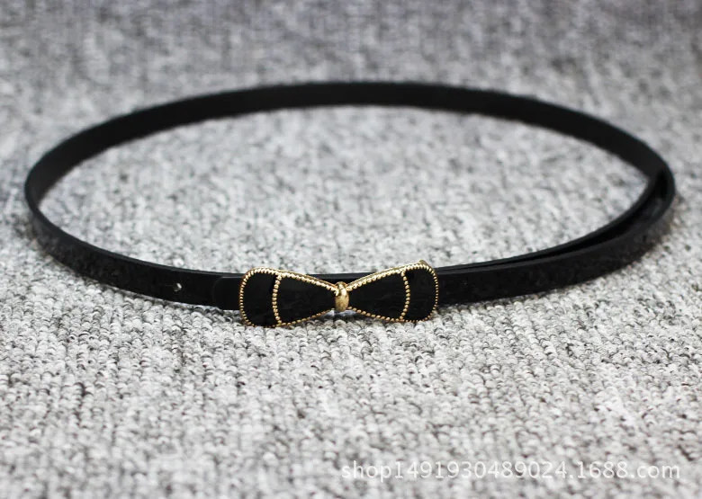 style 1-black 6 стильные модные женские ПУ черные белые поясные ленты тонкая резинка с бантом Пряжка пояс платье одежда аксессуары cinturon mujer - Цвет: style 1-black