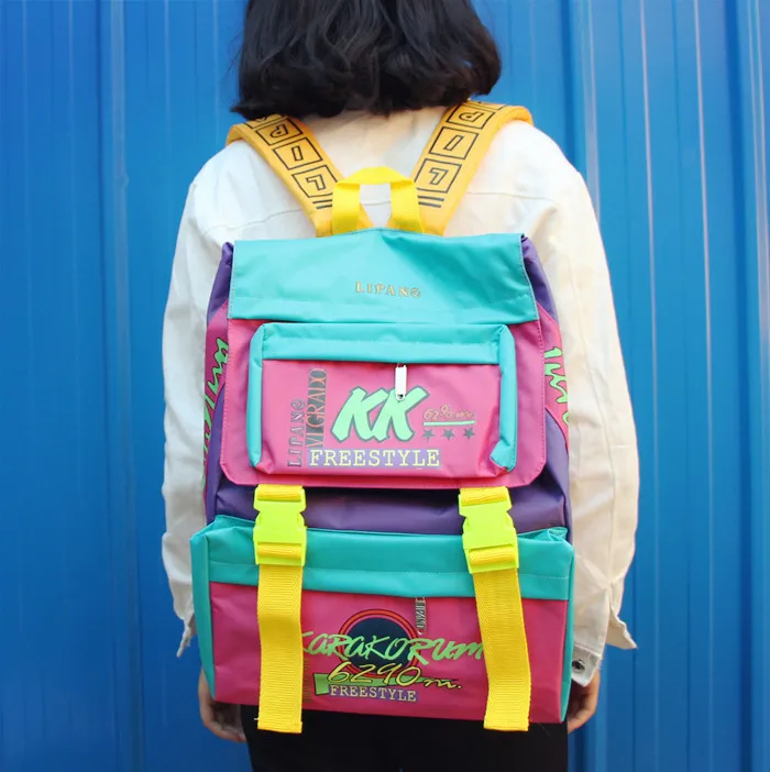 Mochilas Mujer 2018 Ретро нейлоновые мягкие рюкзаки на молнии и застежке рюкзак с принтом