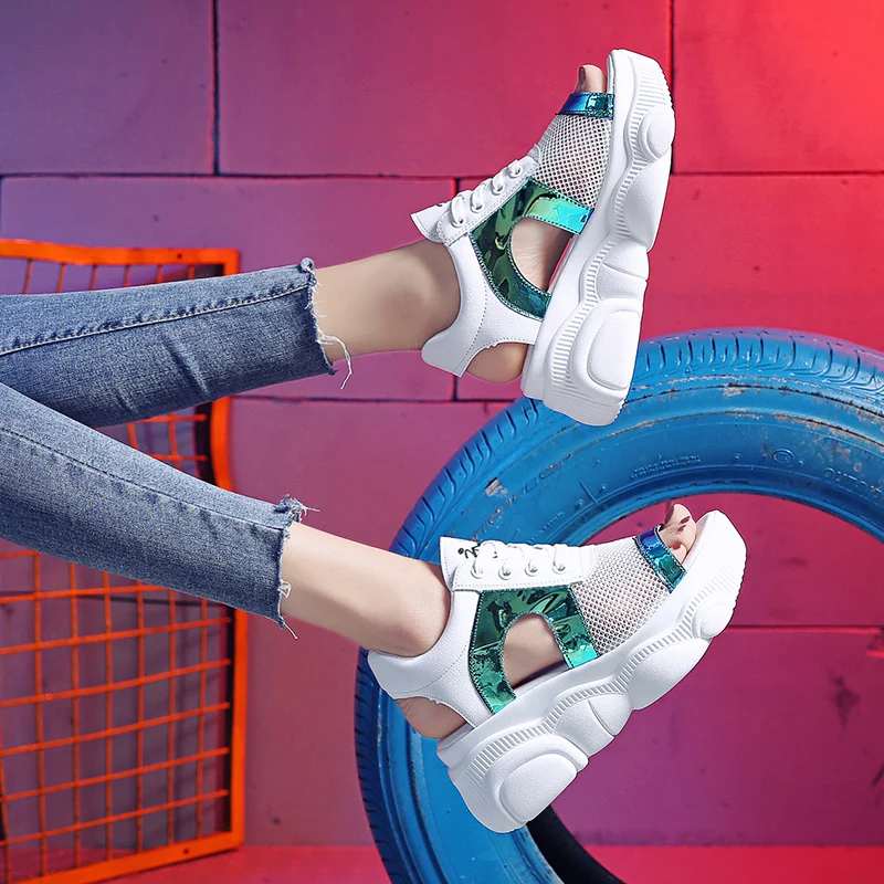 Босоножки на массивном каблуке летние женские босоножки платформе повседневная