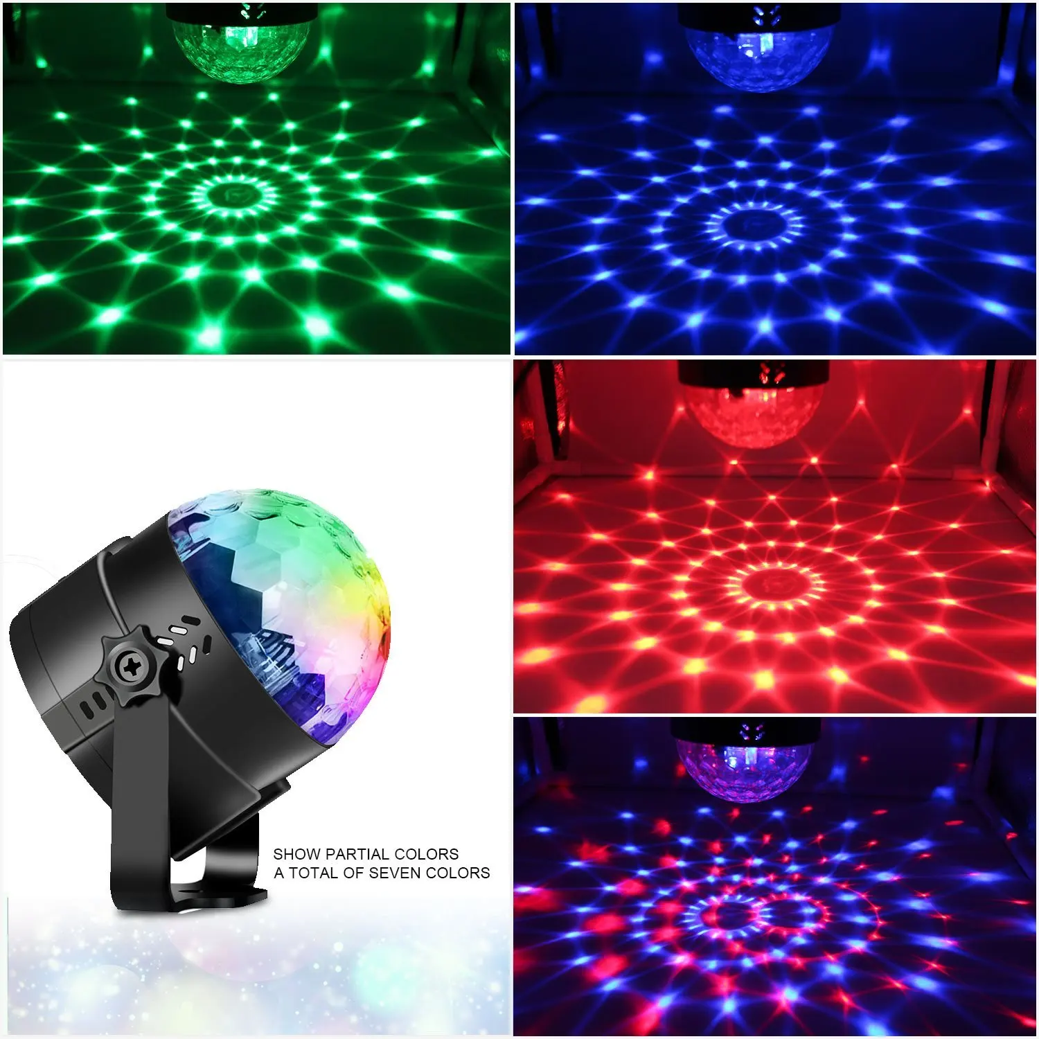 7 цветов DJ диско шар Lumiere 3 Вт звуковой активированный лазерный проектор RGB