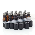 12 шт. 5 мл рулон янтарного стекла бутылки Флаконы с шариком из нержавеющей стали, черная крышка для Парфюмерные эфирные масла Ароматерапия