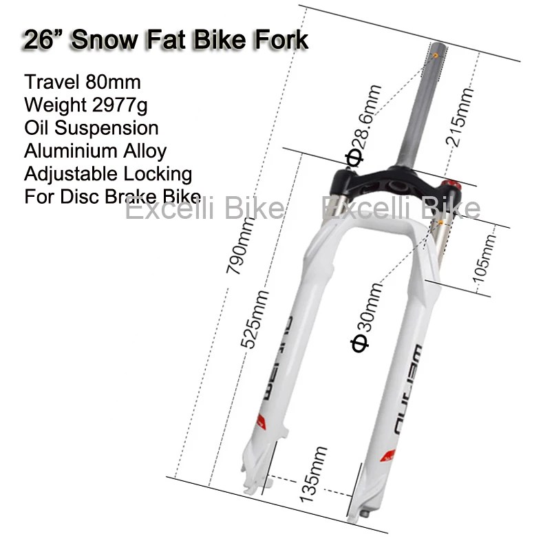 Амортизирующая вилка Excelli Snow Moutain Bike26 алюминиевый сплав для езды на велосипеде 26