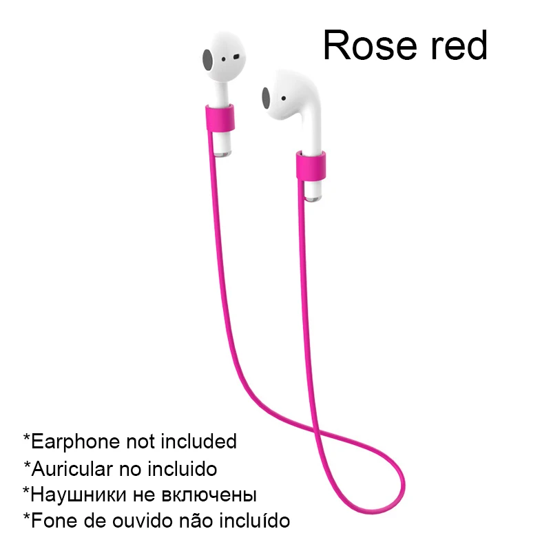 Анти-потеря силиконовый ремешок петля кабель Шнур для Airpods Air Pods беспроводные Bluetooth наушники для Earpods аксессуары - Цвет: Rose Red Starp