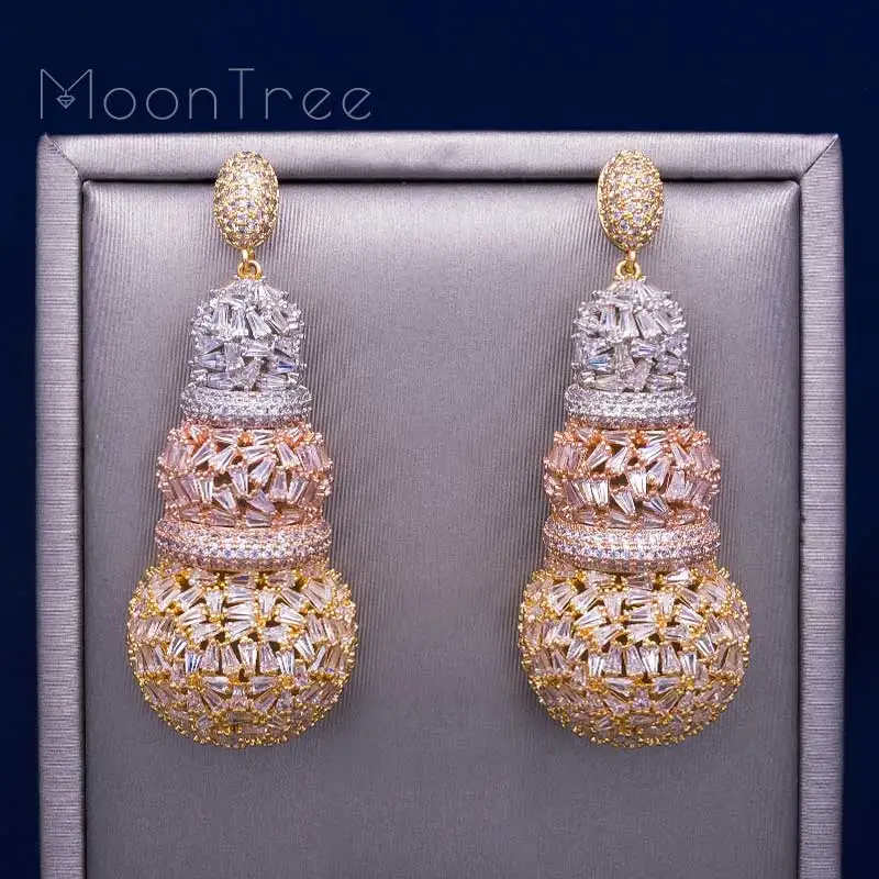 Женские свадебные серьги MoonTree роскошные вечерние 68 мм с фианитом в африканском