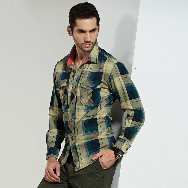 Afs джип бренд рубашка Для мужчин Рубашки домашние муж. 100% хлопок Camisa masculina армии