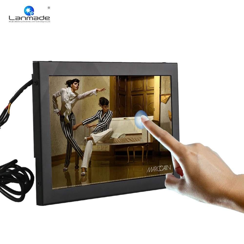 10 дюймовый ЖК монитор с резистивным сенсорным экраном VGA DVI mini digital signage медиаплеер