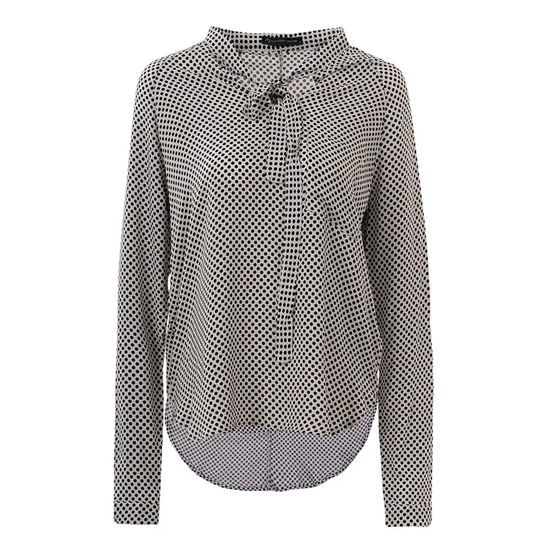 GLO-STORY Casual Long Sleeve Shirt Women Plus Size Bow Polka Dot Autumn Chiffon Blusas Feminina 3003 - Цвет: White