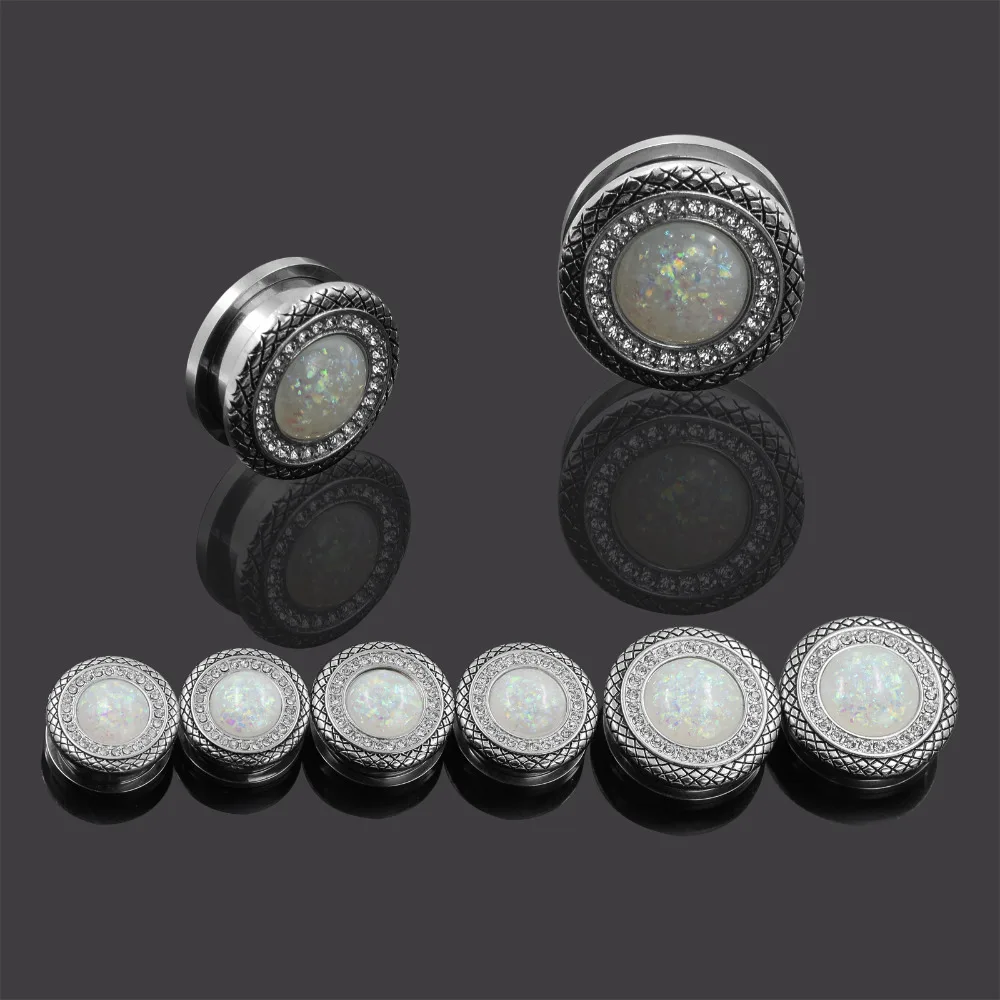 2pair plugs stainless steel vintage flower double flare ear plug gauges tunnel body piercing jewelry in stock | Украшения и
