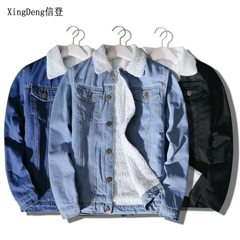 

Мужская ковбойская куртка XingDeng, зимняя модная мужская джинсовая куртка, модная теплая флисовая джинсовая куртка, верхняя одежда для мужчин,...