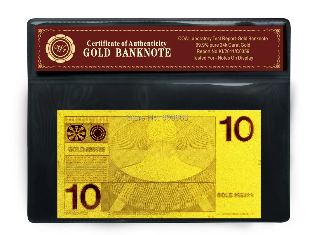 Специальные дизайны Холланда 10 галден золотой фольги банкнот новый