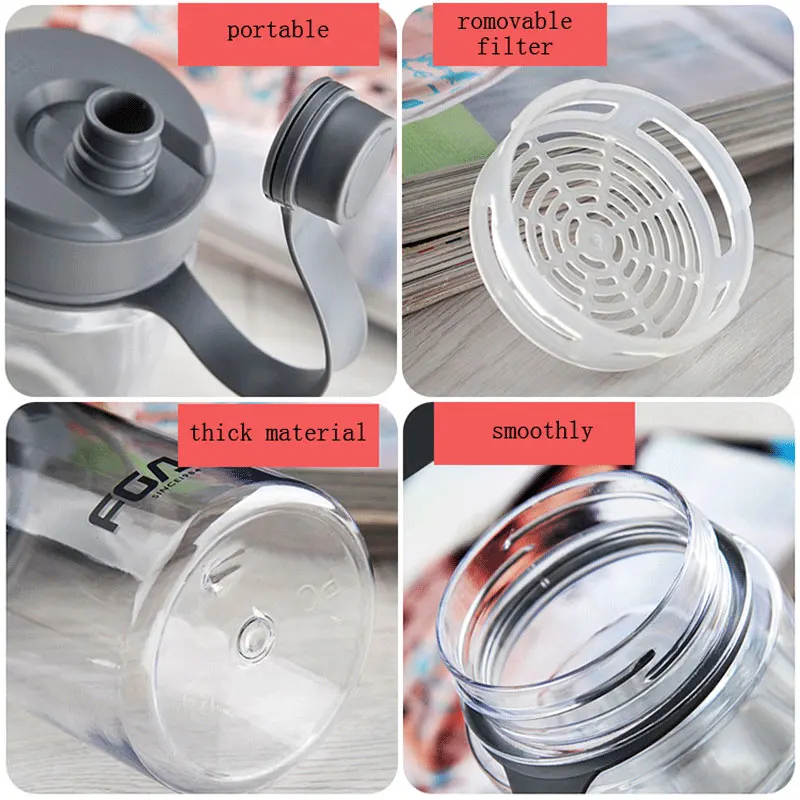 800ml 1000ml Plastic Protein Sport Drinking Water Bottle for Hiking Leak Proof Space with Tea Infuser | Дом и сад