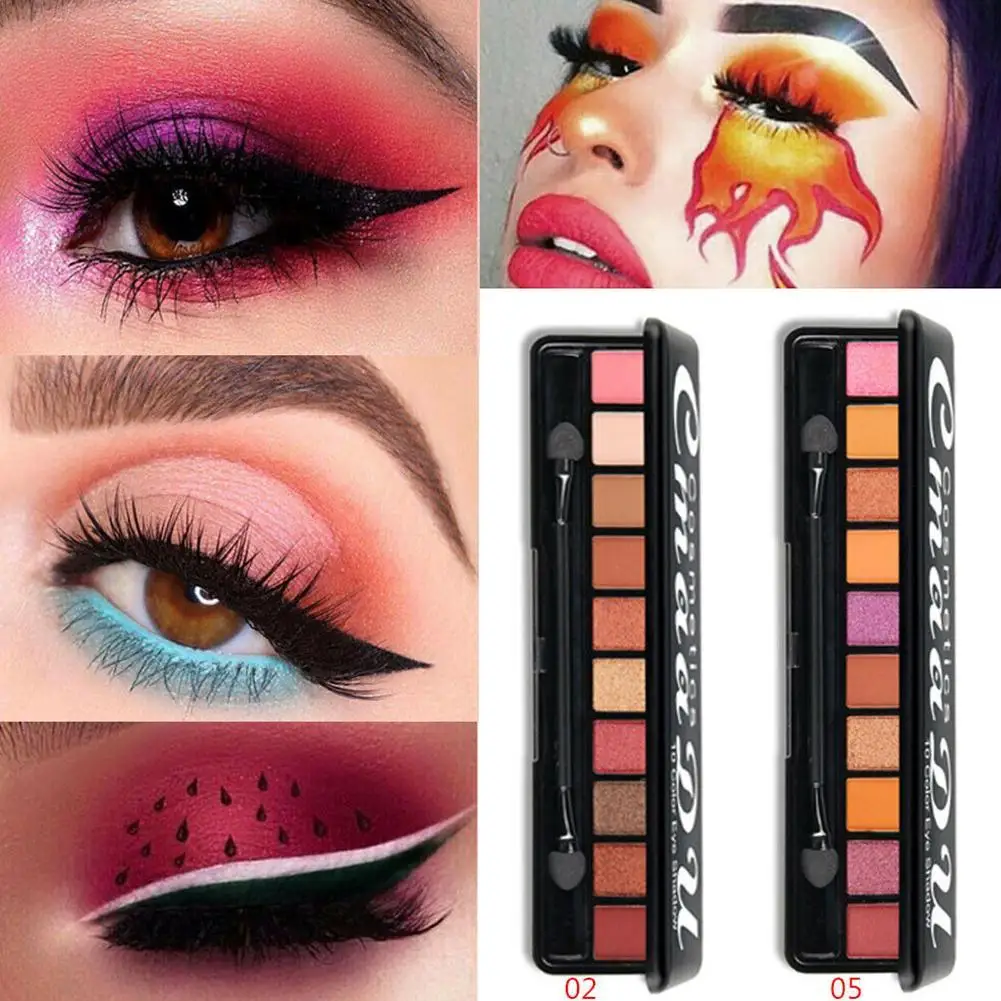 10 Color Eyeshadow Palette Waterproof Eye Pigment Powder Shimmer Matte Nude Shadow With brush Mirror Makeup Tools |