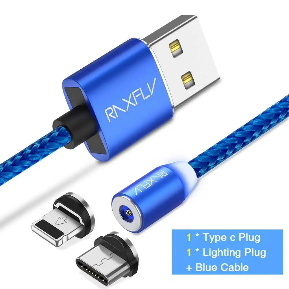 Two Plug One Cable Raxfly 2in1 Магнитный кабель Type C Micro USB магнит Зарядное устройство для iPhone X XS Max samsung S9 Xiaomi Магнитная Зарядное устройство кабель кабель usb type c - Цвет: Two Plug One Cable
