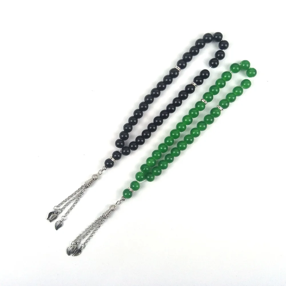 Tesbih black &amp green 33pcs tasbih crystal glass beads prayer for wedding gift 1pc | Украшения и аксессуары