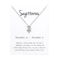 2020 fashion sagittarius 12 constellation card pendant necklaces chains necklace pendants birthday jewelry gifts for women