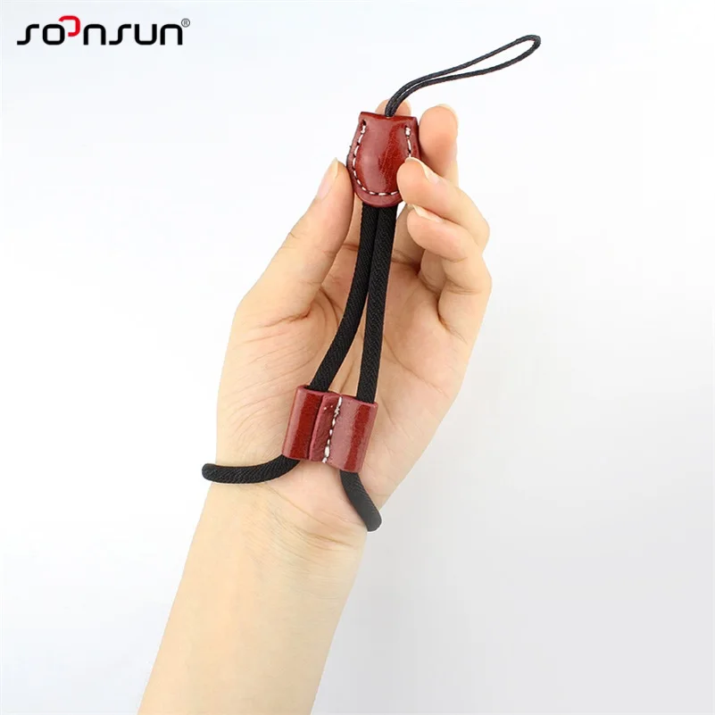 SOONSUN Стильная черная Ручная Веревка с красным кожаным замком для GoPro Hero 1 2 3 4 5 6 7 2018