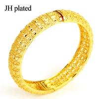 jhplated one piecetop quality ethiopian bangle for women gold color dubai bride wedding bracelet africa arab jewelry