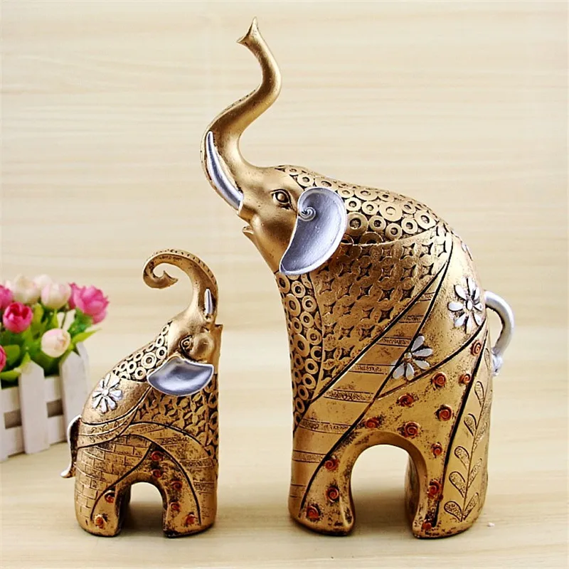 2018 European Style Elephant Statue Crafts Animal Ornaments Home Decor Lucky Living Room Cabinets Decoration Wedding Gifts | Дом и сад