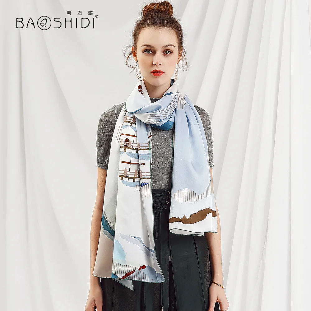 

[BAOSHIDI] женский шарф из сатина, квадратный/длинный, мусульманский, хиджаб, шелковые шарфы, 2018