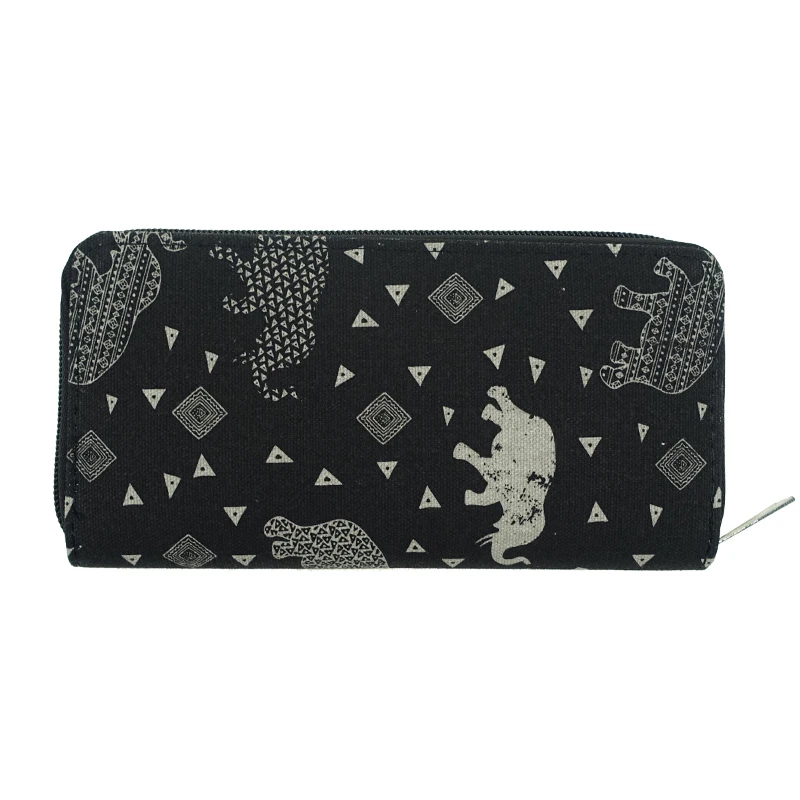 Tzecho молнии бумажник для Для женщин с телефон Холст мультфильм слон длинным