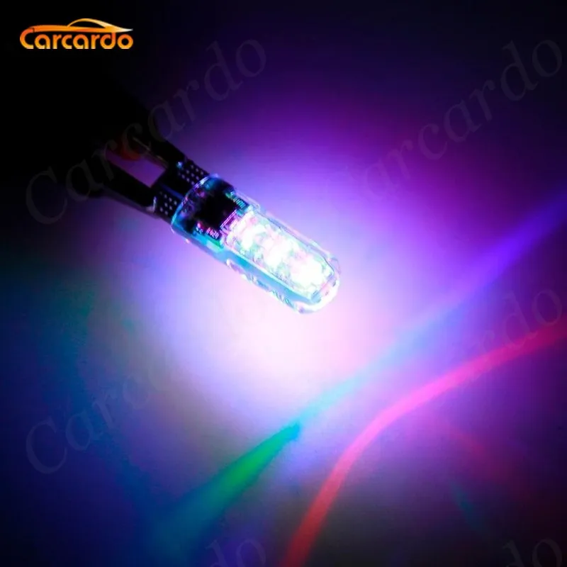 2 шт. 5050 SMD RGB T10 194 168 W5W машина для чтения цоколь лампы освещения мульти Цвет