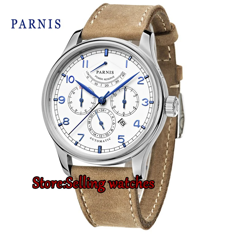 42 мм PARNIS 26 jewels японские 9120 автоматические самокручивающиеся механические часы с