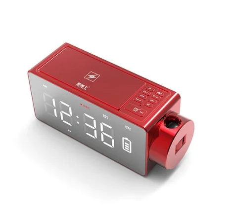 Red Беспроводной Bluetooth динамик светодиодный Будильник с большим экраном зарядка проекция цифровые часы Повтор FM DIY музыкальные часы США штекер - Цвет: Red