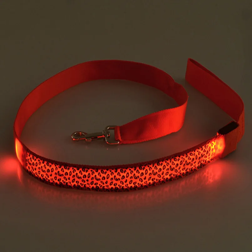 Leopard Leash for Dogs LED Flashing Lead Dog Outdoor Walking Products Glow In Dark Safety Collar Leashes | Дом и сад