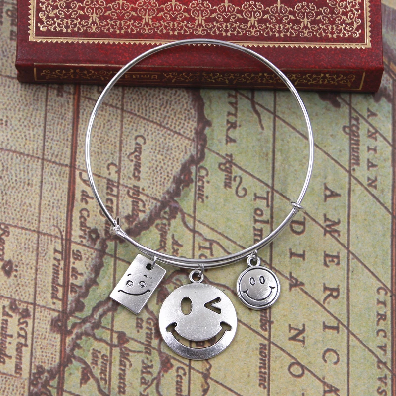 Дропшиппинг браслет с улыбающимся лицом серебряные браслеты бусинами и модные