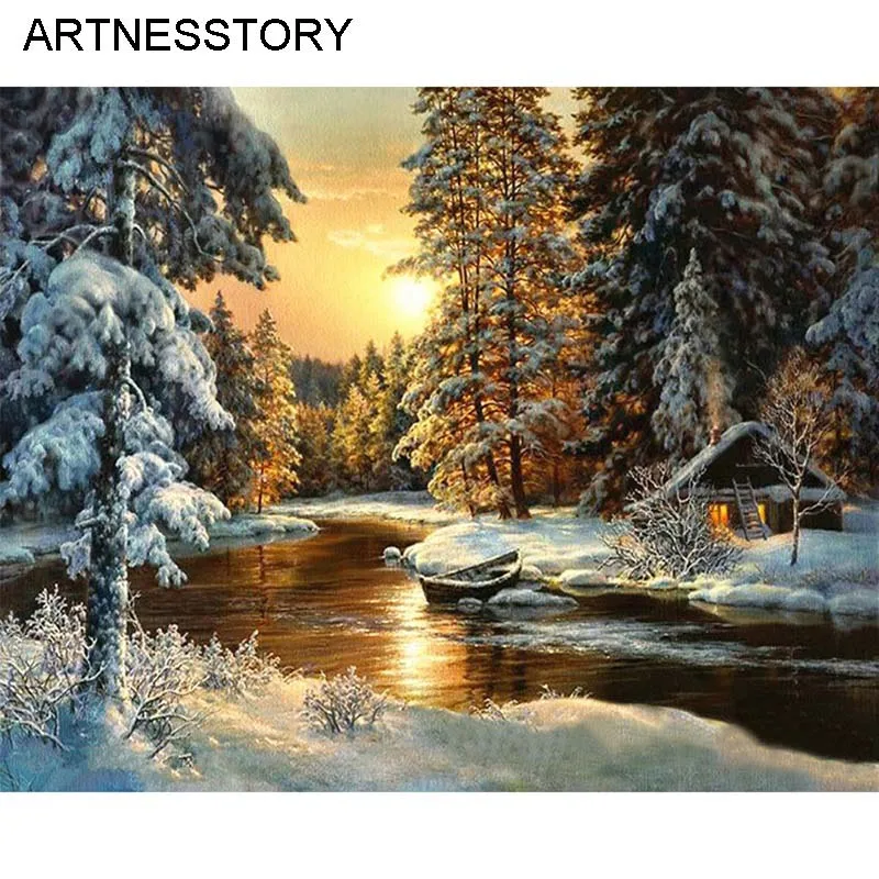 ARTNESSTORY DIY живопись по номерам животные кошка пейзаж картины холст для гостиной