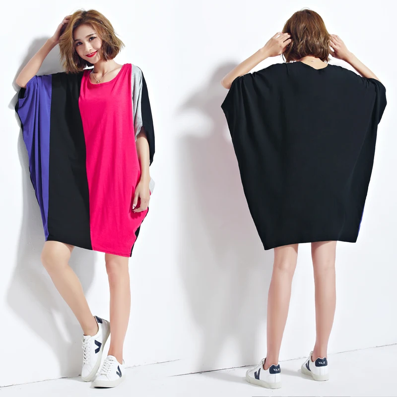 Летнее платье 2017 рукав &quotлетучая мышь&quot хлопок Для женщин Повседневное Платья