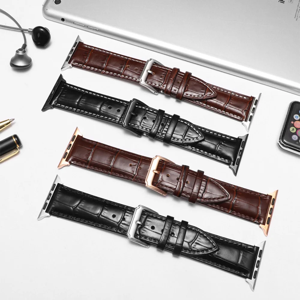 Ремешок из натуральной кожи для Apple Watch 6 5 4 3 2 1 38 40 44 42 мм браслет iwatch cinturino