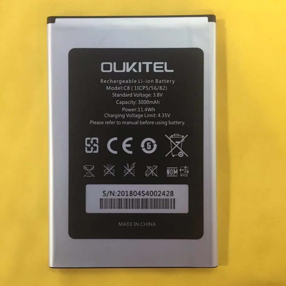C8 Аккумулятор 5,5 дюймов oukitel C8 Мобильный телефон батарея 3000 мАч