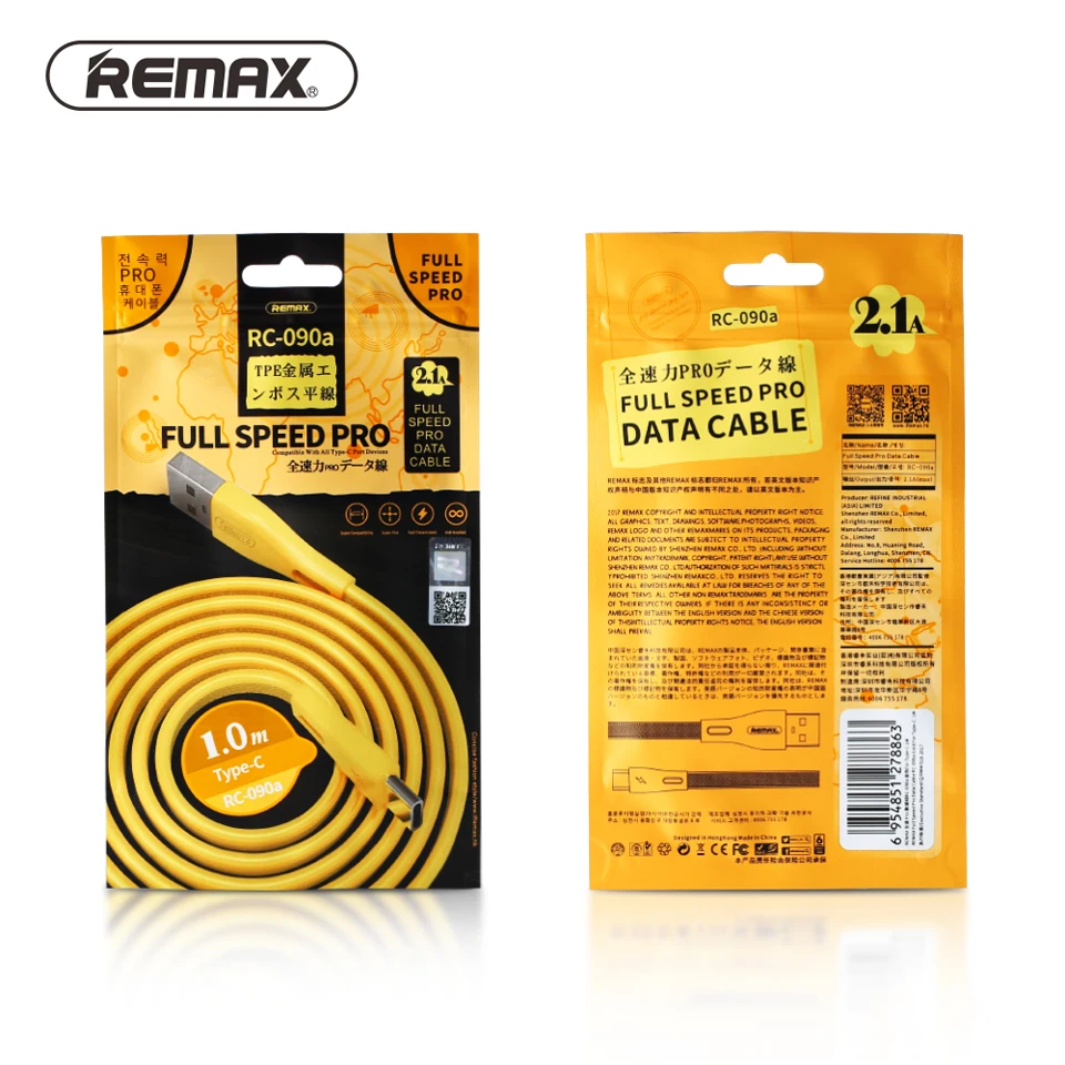 REMAX 2.1A кабель для быстрой зарядки USB C передачи данных type TPE 1 м Xiaomi 4C/Macbook/Nexus