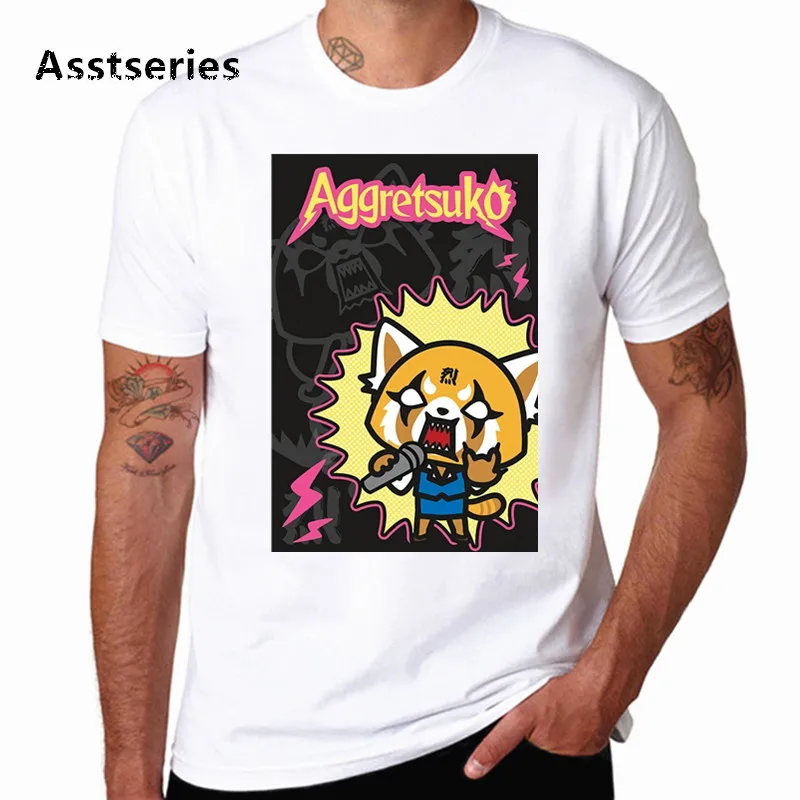 Aggretsuko aggression Retsuko Harajuku футболка с круглым вырезом Fck You панковская Футболка с принтом Повседневная футболка с короткими рукавами уличная HCP4589