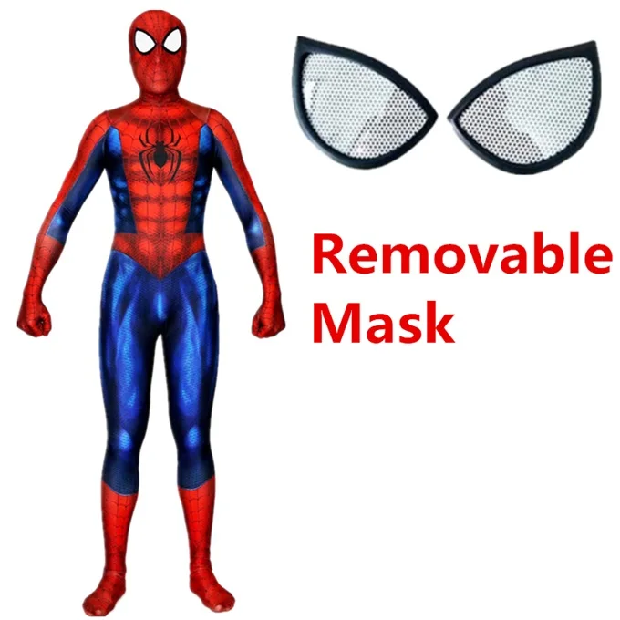 Removable Mask Для взрослых и детей Удивительный Человек-паук Косплэй костюм 3D принтом супергерой zentai паук мышцы Боди Комбинезоны для женщин - Цвет: Removable Mask
