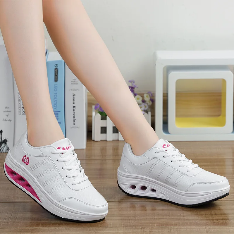 Новые осенние белые туфли с толстой подошвой женская обувь|Женские кроссовки и
