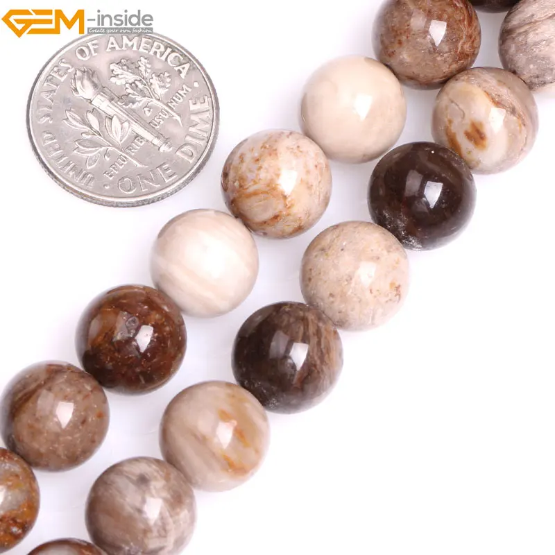 Бусины Из Натурального Коричневого и американского кремниевого дерева с