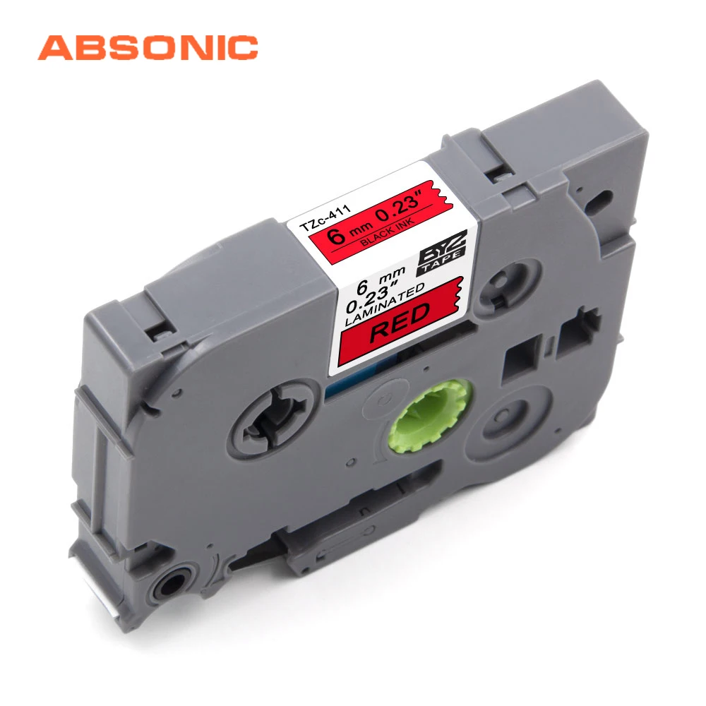 Absonic Tze лента 6 мм совместимая TZe 411 TZe411 TZ TZ411 черная на красной ленте для Brother P touch Cube